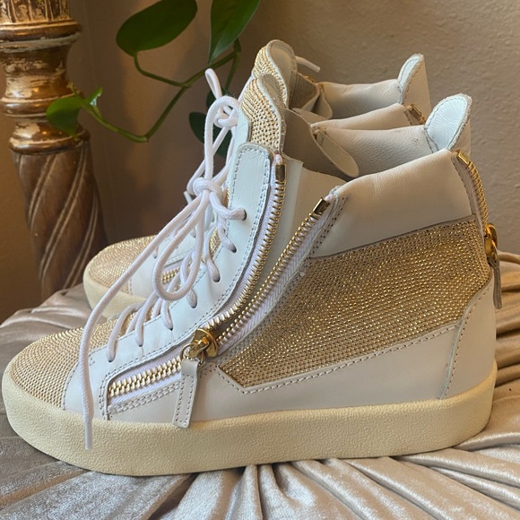 Giuseppe Zanotti LEATHER BIKER BOOTS high top sneakers Size 7.5 - Picture 2 of 9